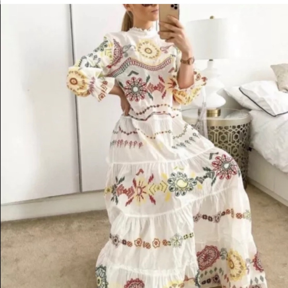 ZARA MULTI COLORED EMBROIDERED DRESS